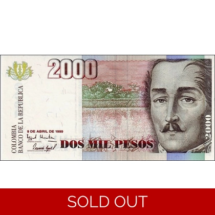 Colombia - 2000 Pesos - 1999 - P445e - B981e